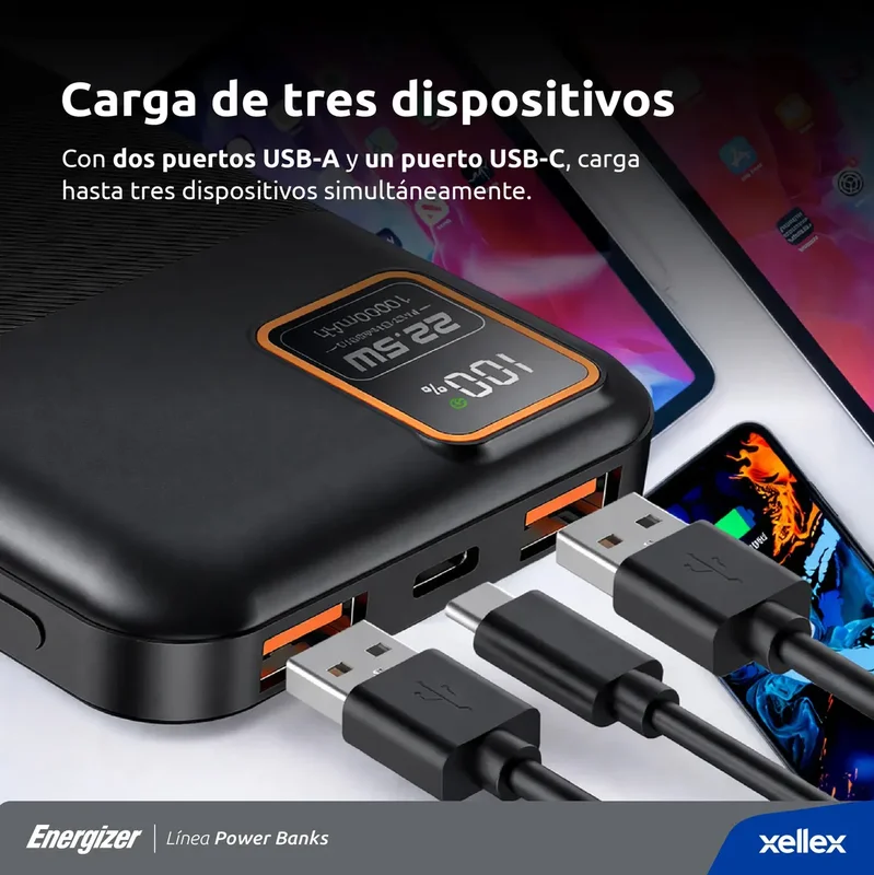 Power Bank Energizer Ultimate Cargador Portatil Powerbank 10000mah Carga Rapida 22.5W Color Negro - Stock disponible - Electrónica