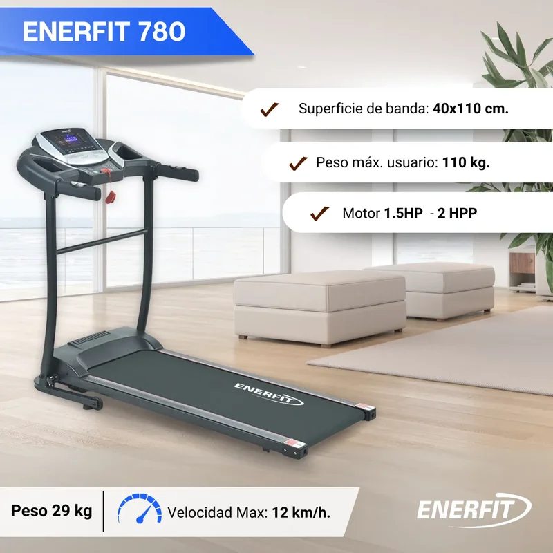 Cinta de correr eléctrica Enerfit 780 color negro - Stock disponible