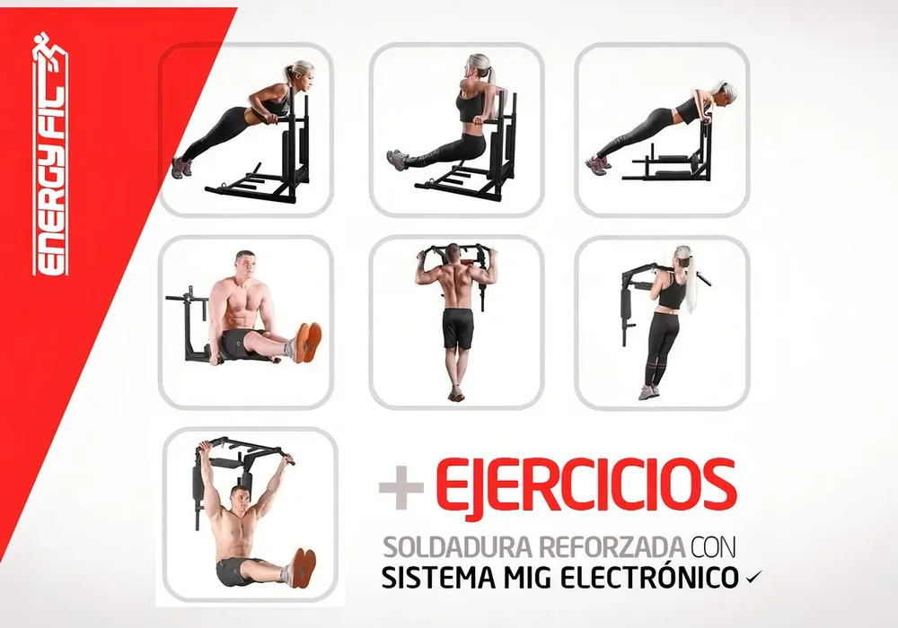 Barra Dominadas Pared Desmontable 300kg Reforzada Energy Fit Acero - Stock disponible - Productos para Mascotas
