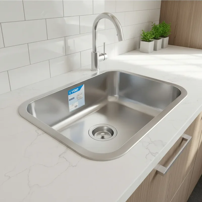 Bacha Pileta Cocina 47cm X 35cm X 15cm Con Sopapa Vont Bt605 Plateado - Stock disponible - Electrónica