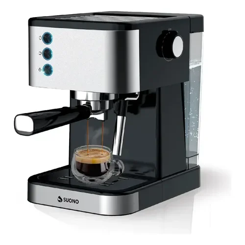 Cafetera Expresso Suono 1.5 L Acero Inoxidable 20 Bar Calentamiento de Tazas 1350 W Color Negro/Plateado - Stock disponible