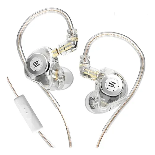 Cable Auriculares KZ EDX Pro monitores in-ear gamer versión con microfono - color Cristal - Stock disponible