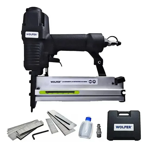 Clavadora engrampadora neumática Wolfer 2 en 1 + maletín + clavos + grampas + acople - Stock disponible - Productos para Mascotas