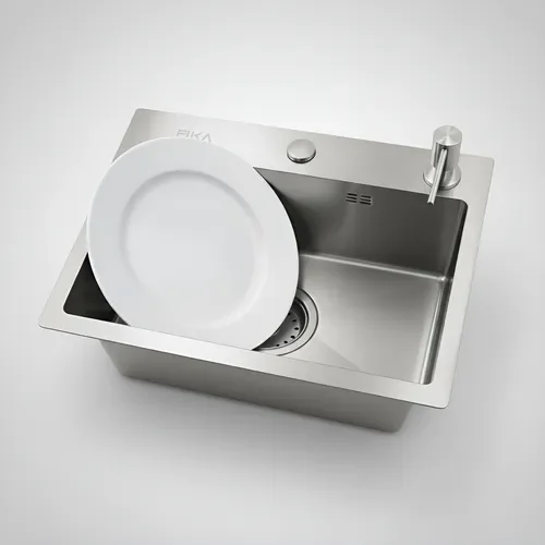 Bacha De Cocina Moderna Lavadero Pileta Simple Rectangular Fika Con Dispenser 52x32x16cm Plateada - Stock disponible - Electrónica