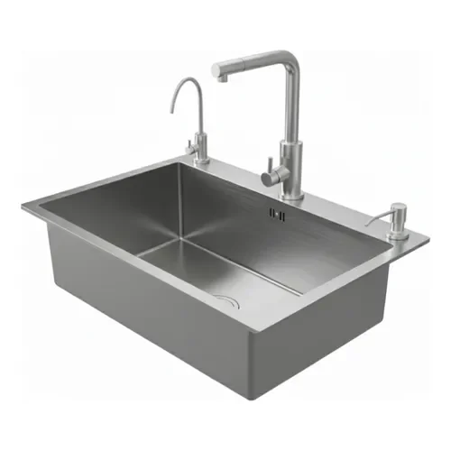 Griferia Bacha Pileta Cocina Simple Rectangular Grifería Monocomando Color Gris Oasis-7545 Neró - Stock disponible