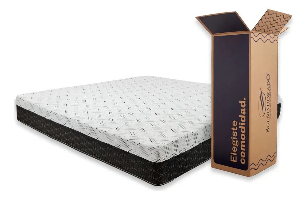 Colchon Colchón En Caja Sueño Dorado Box Plus 2 Plazas 140x190cm Esp Color Negro/Blanco - Stock disponible - Electrónica