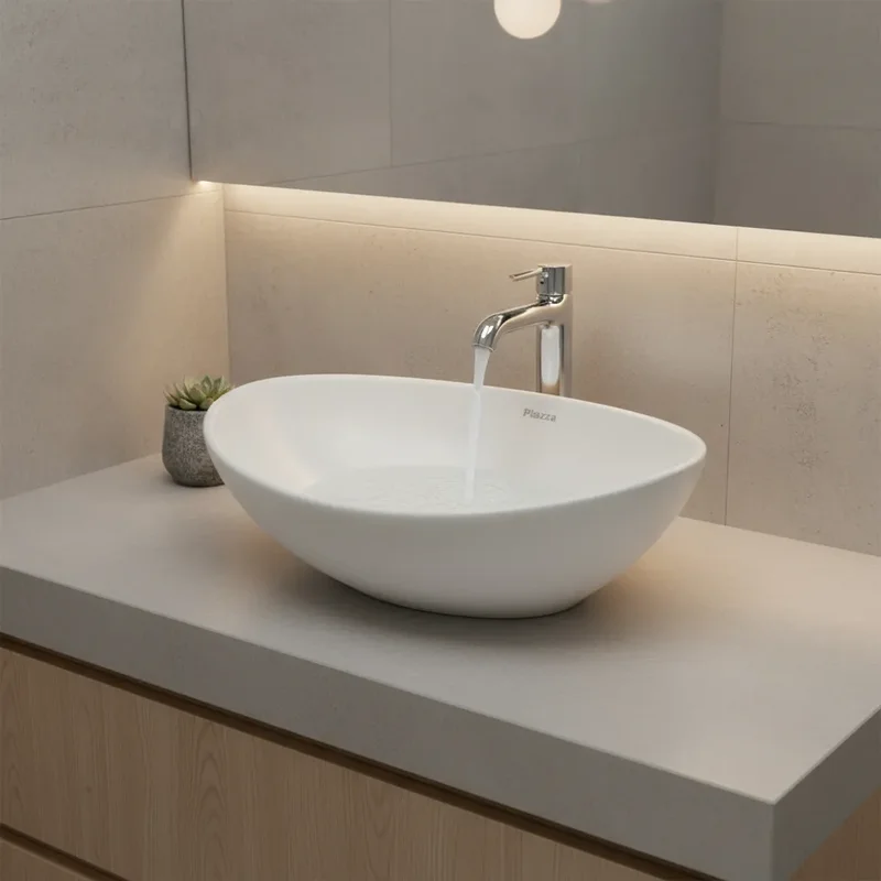 Bacha de Apoyo Piazza A082 - 410 x 330 x 145mm - Lavamanos Ovalada de Porcelana - Stock disponible - Productos para Mascotas