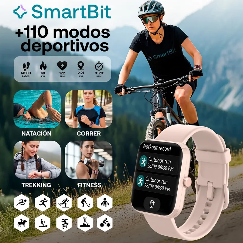 Reloj Inteligente Mujer Sumergible Smartbit Moove Rosa Gps Satelital 5 ATM Pantalla AMOLED 7 dias de bateria Mensajes Llamadas Deportes Natacion Malla Extra - Stock disponible - Electrónica