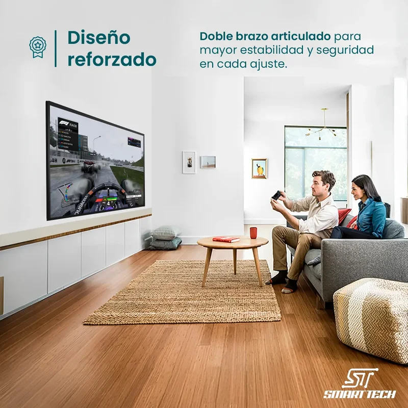 Soporte Led Tv Lcd Smart Tech MF700DL Articulado Doble Brazo Reforzado 32 40 42 43 46 47 49 50 52 55 60 65 75 Pulgadas Color Negro - Stock disponible - Productos para Mascotas