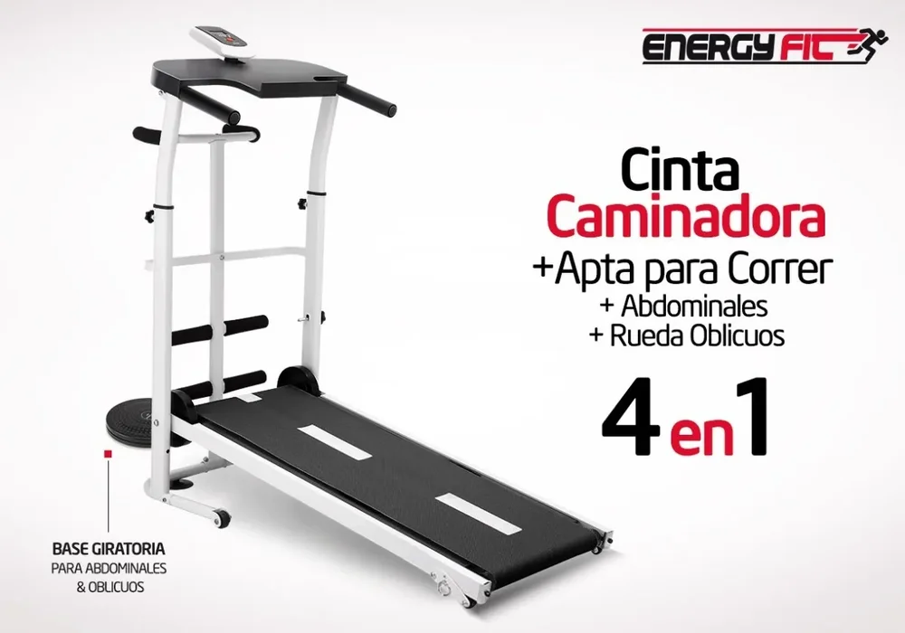Cinta Caminadora Correr Magnetica 120 Kgs Energy Fit + Rueda - Color Blanco - Stock disponible - Productos para Mascotas