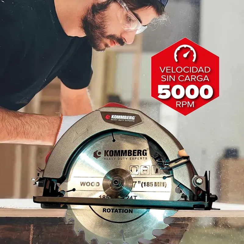 Sierra Circular Kommberg 5000 Rpm Eléctrica 1400w Disco 7 PuLG 185 Mm Y Guía Incluidos Kb-sc1400 - Stock disponible - Electrónica
