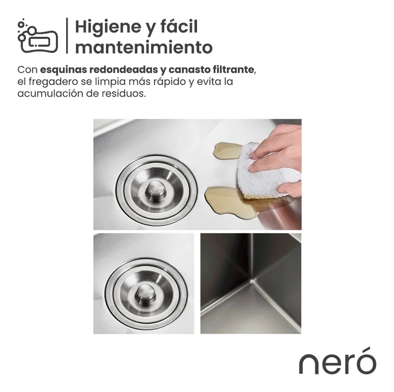 Bacha Pileta Cocina Mesada Simple Grifería Monocomando Acero Color Gris Aira-7045 Neró - Stock disponible - Casa y Jardín