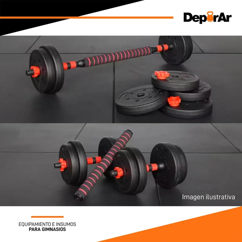 Kit Mancuernas Y Barra Con Tope A Rosca 25 Kg Discos Pvc - Stock disponible