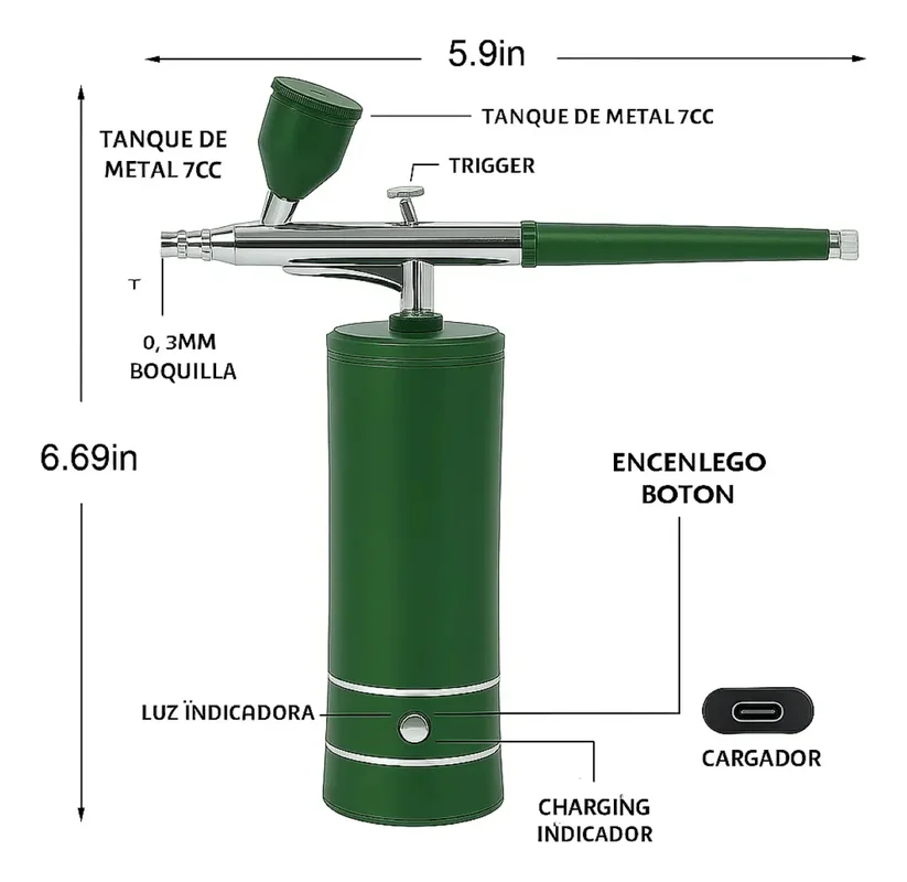 Aerografo Aerógrafo Inalámbrico Adiola Manicura Usb Uso Profesional - Stock disponible - Electrónica