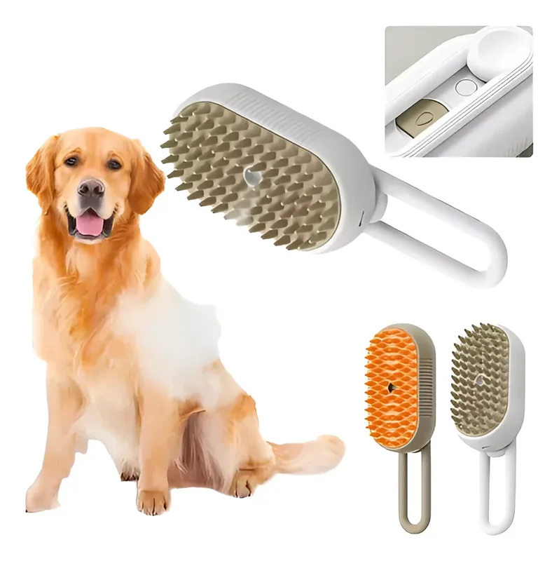 Cepillo a Vapor Recargable Talarpet para Perros y Gatos Blanco 3 en 1 Quita Pelo Masaje Limpieza