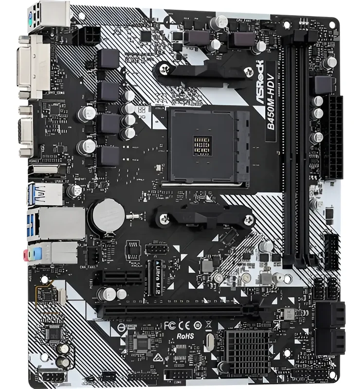 Motherboard Asrock Amd B450m-hdv R4.0 Am4 Hdmi Ddr4 Color Negro - Stock disponible - Electrónica