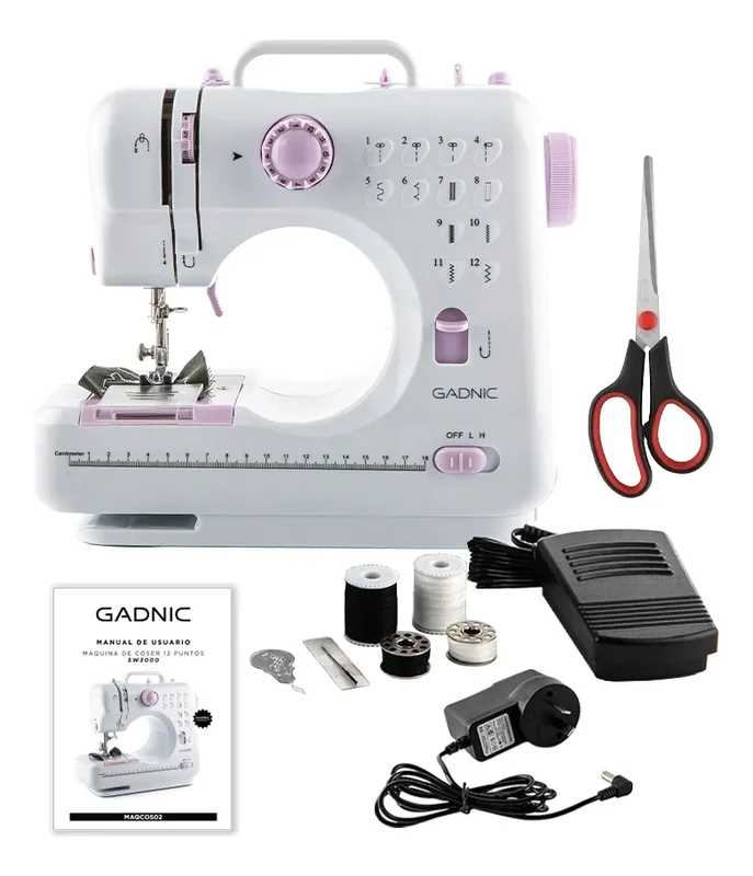 Máquina De Coser Portatíl Gadnic Sw3000 12 Puntos Pedal Luz Falso Overlock Tijera - Stock disponible - Electrónica